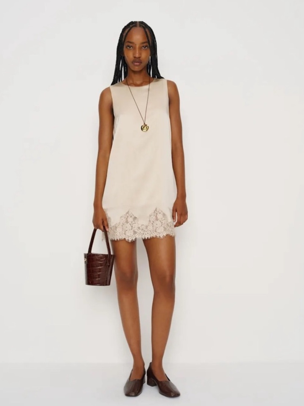 Reformation Jessalyn Silk Dress in Almond *NEW*